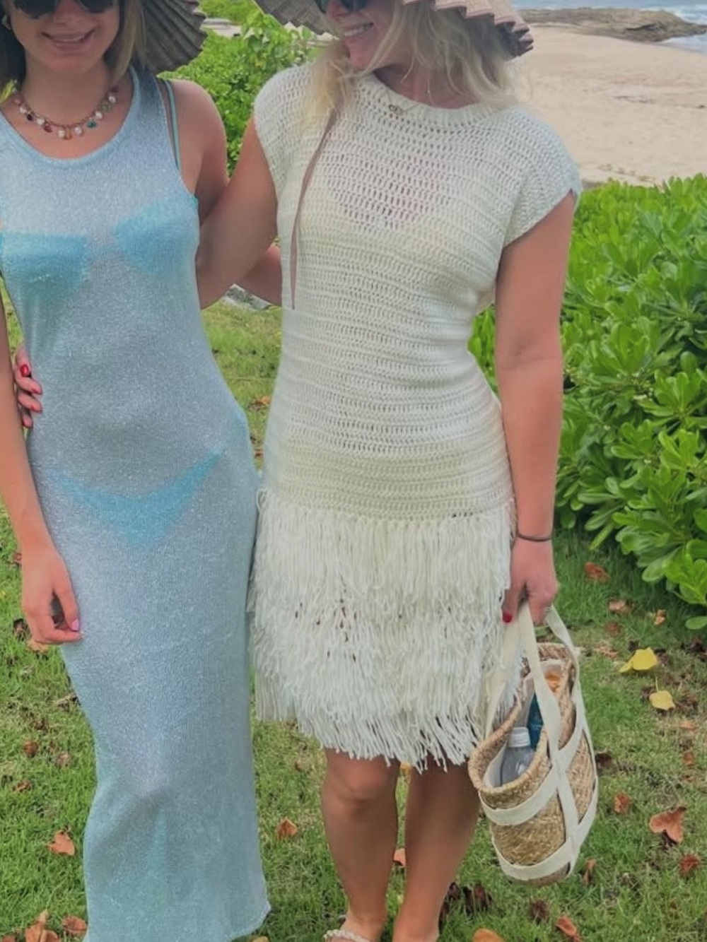 Women’s Cream Crochet Fringe coverup - AJE inspired